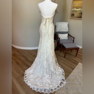 Rebecca Ingram Brenda Lace Strapless Fitted Corset Back Tie Wedding Dress